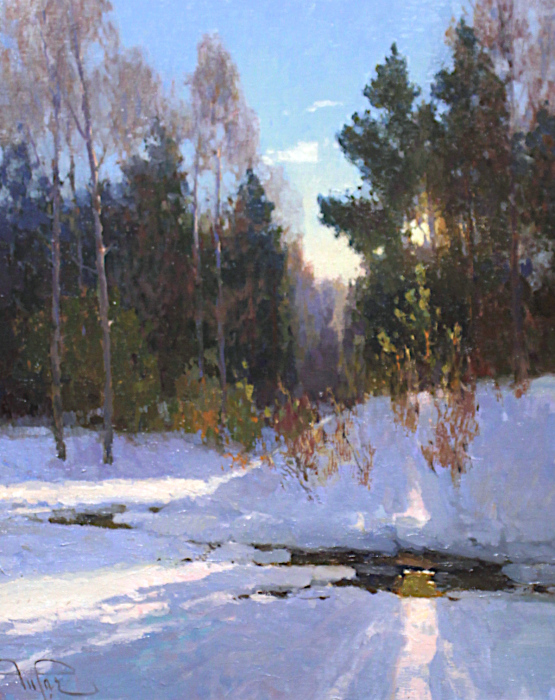Bikbov-Zufar-Golden-Light-in-Pines-oil-3200-12x16