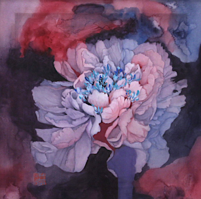 Patnode-Yujuen-Juner-Penny-in-Rainbow-Cloud-wc-on-silk-450-12x12