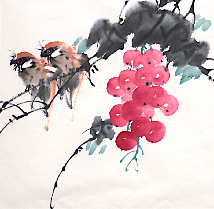 Patnode-Yujuan-Juner-Lovebirds-Chinese-wc-350-16x18