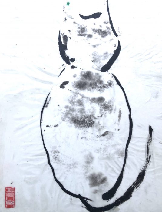 Mansell_Catherine_Sitting-pretty_Sumi-e-Encaustic-monoprint_9.5-x-11.5_350-1-scaled