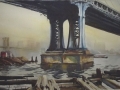 Acosta View View from Manhatten Bridge Brooklyn watercolor