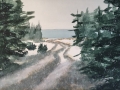 Kelbaugh Beach Path on a Snowy Morning watercolor
