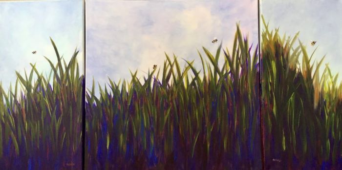 Carlson_Pamela_Bee-Tryptic_acrylic_24x48_875