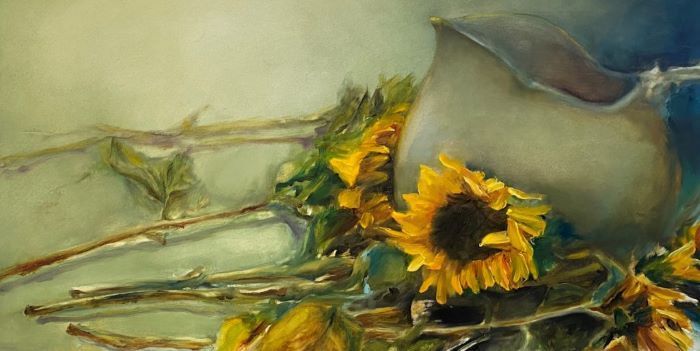 Molnar_Stephanie_Sunflowers-in-Waiting_oil_12x24_1265