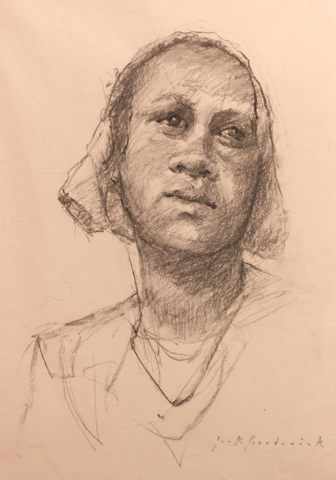 Jack Broderick, "Madre", charcoal, $400