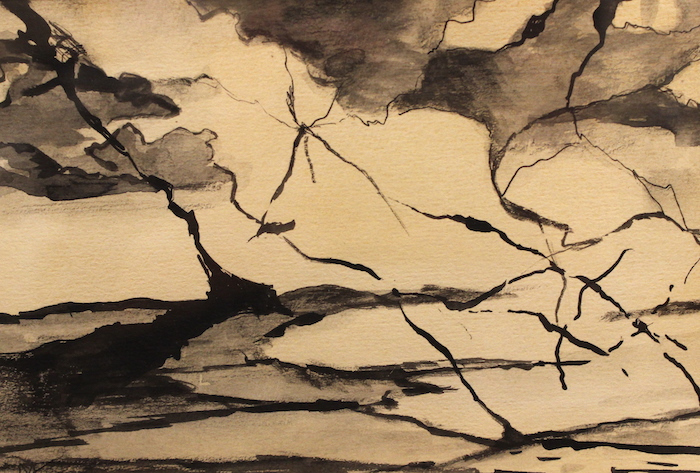 Maura M. Cochran, "Clinton Harbor, Thunderstorm", ink, $500