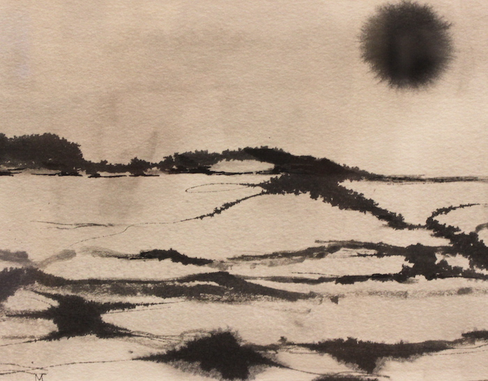 Maura M. Cochran, "Thimble Islands, Hot August Morning", ink, $600