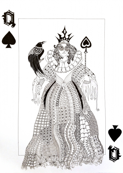 Carol Dunn, "It's Good to be Queen", ink, $250