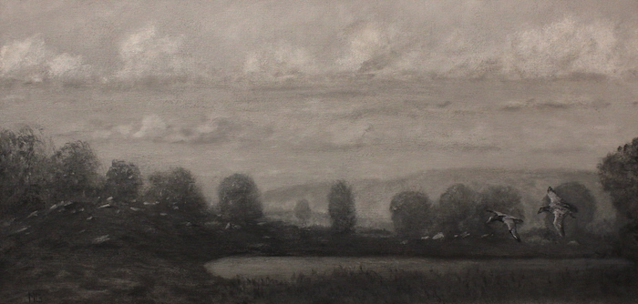 Michael Greene, "Incoming", acrylic, $425