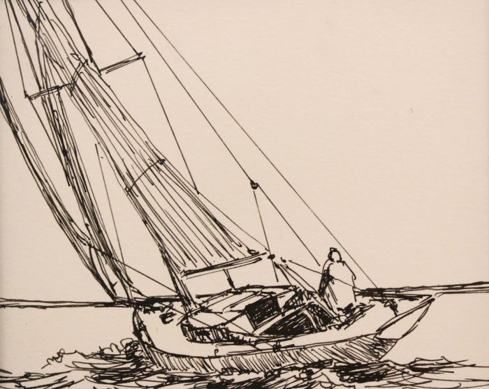 Howard Park, "Sailing Out", ink, $150