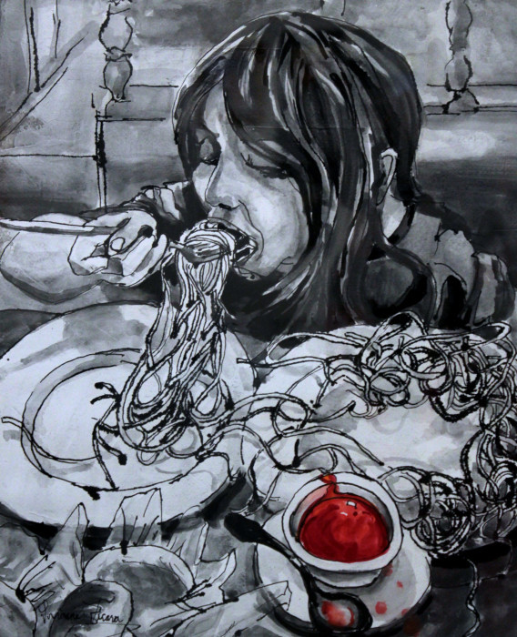 Ficara, Lorraine, "Sauce on the Side", Mixed Watercolor, $375