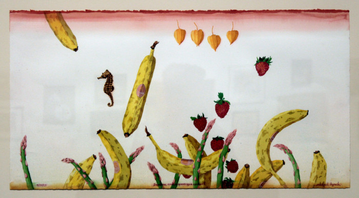 Lynch, Michael, "Banana and Asparagus Consort", Watercolor, $500