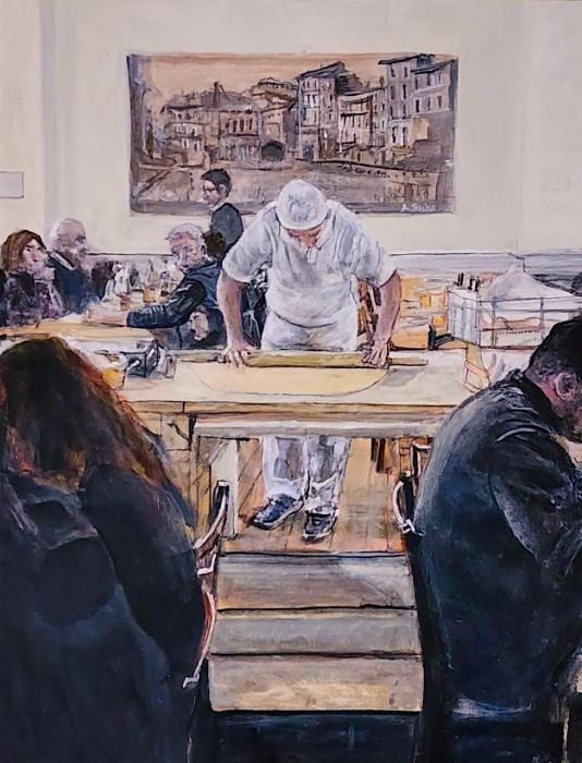 Sachs, Andy, "Fresh Pasta in Rome (Pasta Maker)", Acrylic, $1400