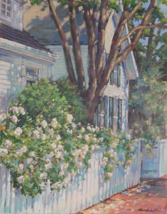 Sharon Bahosh, "Storybook Village", oil, 14x18, $1,900