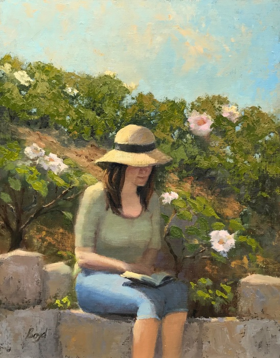 Ellie Boyd, "Writer at Work", oil, 11x14, $565