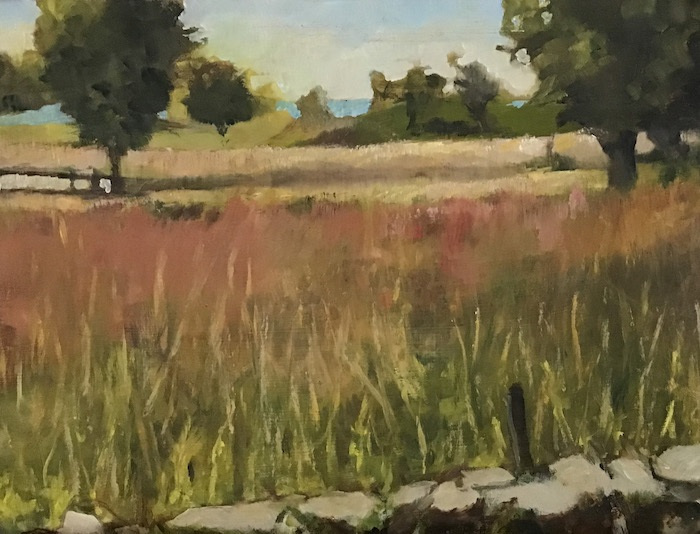 Maura Cochran, "Griswold Point Before Mowing", oil, 12x16, $550
