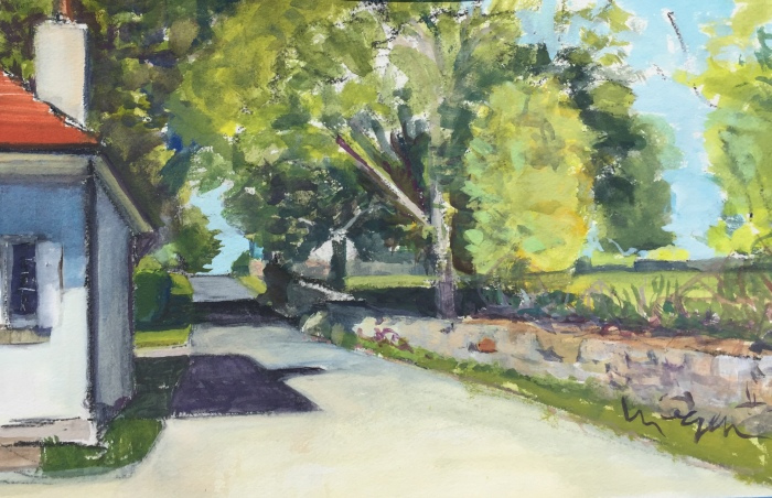 Liz Egan, "Harkness Park", goauche, 12x20, $500