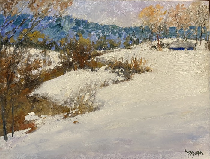 Faripour Forouhar, "Rolling Hills of Farmland", oil, 12x16, $900