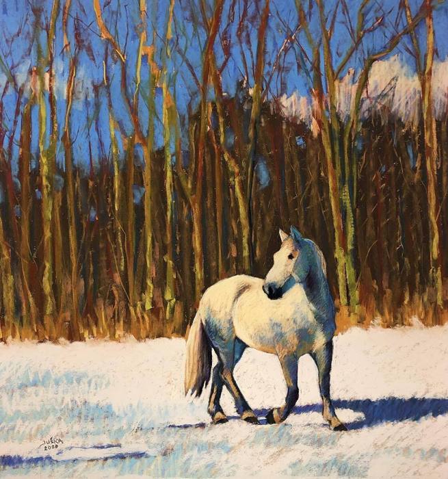 Elaine Juska Joseph, "The Colors of Winter", pastel, 17.5x16.5, $900