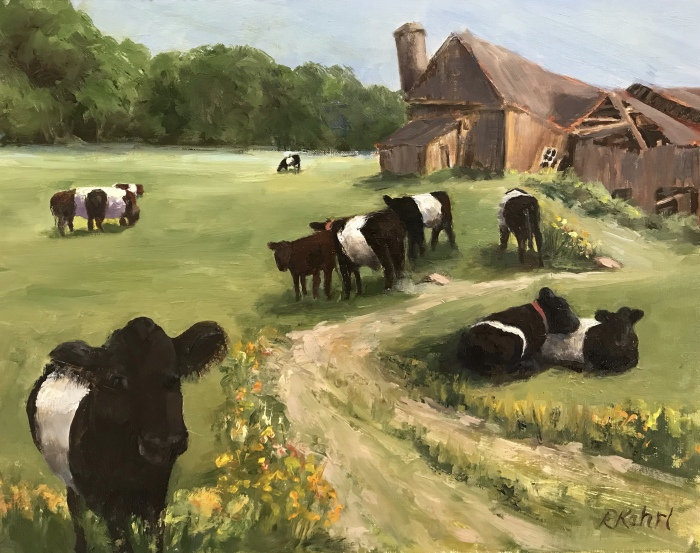 Randie Kahrl, "Galloway Gals", oil, 11x14, $795