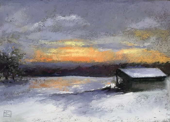 Kathy Kuryla, "Winter Sunset", pastel, 5x7, $600