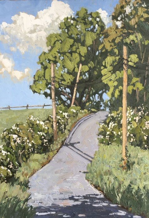 Jim Laurino, "Raspberries Calhoun Hill", oil, 14x20, $2,000