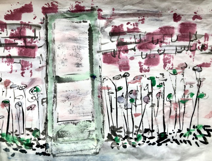 Catherine Mansell, "Green Door", watercolor, 14x10, $400
