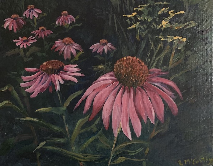 Linda McCarthy, "Parade of the Coneflower", oil, 11x14, $525