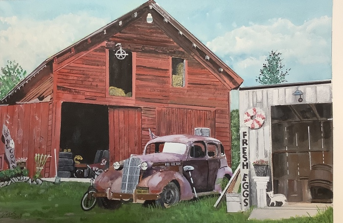 Michael Mendel, "God's Other Acre", watercolor, 13x20, Sold