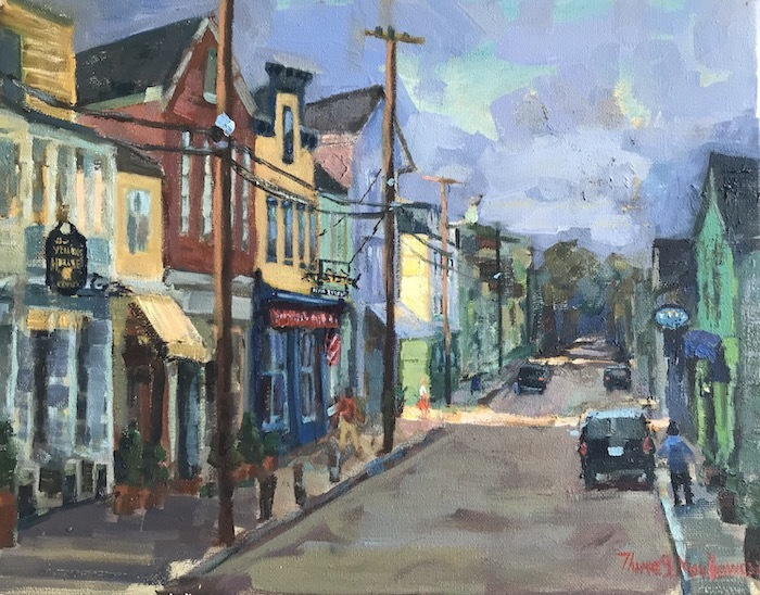 Thomas Moukawsher, "Water Street Stonington", oil, 11x14, $950