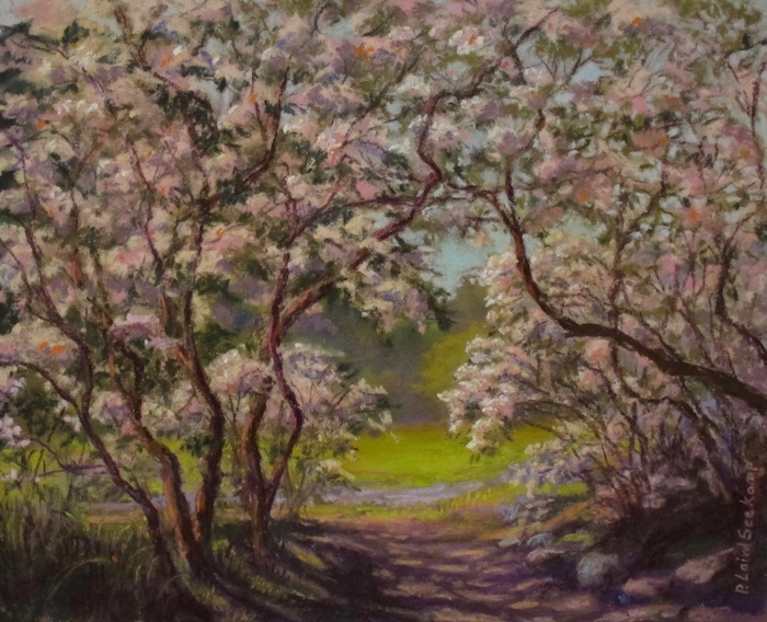 Patricia Seekamp, "Path Under the Laurel", pastel, 17.5x20, $575