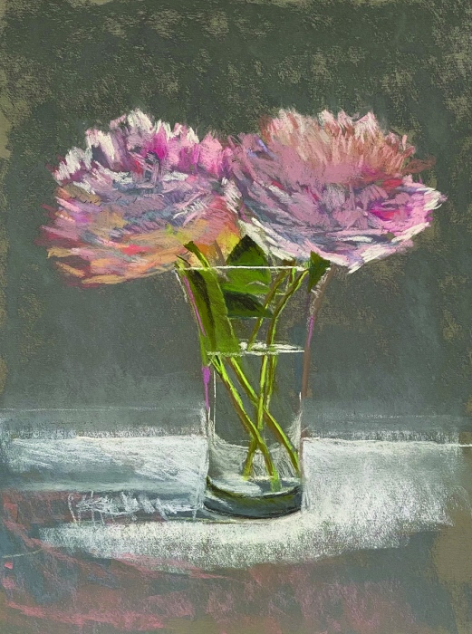 Patricia Shoemaker, "Peonies", pastel, 16x12, $1,200