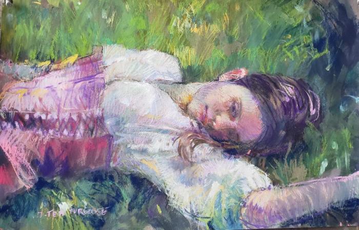 Jessica Turgoose, "Meadow Muse", pastel, 18x24, $500