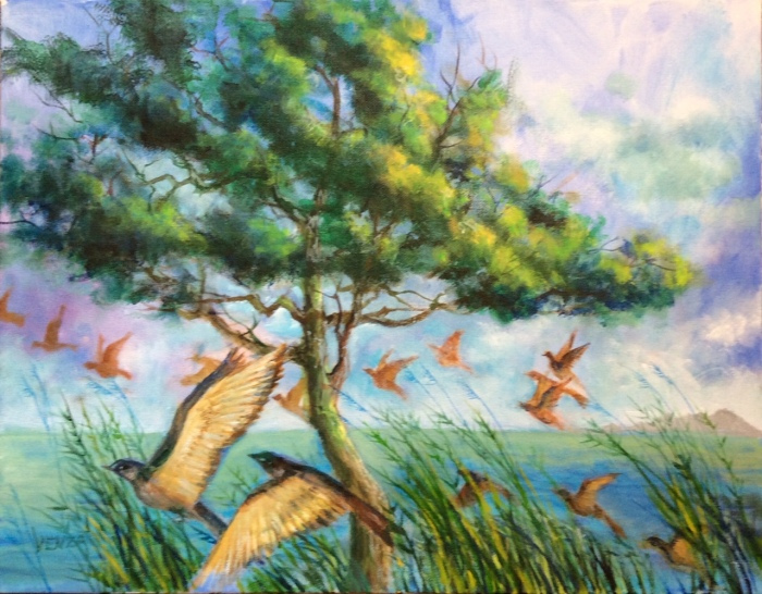 Jac Venza, "The Marsh at Migration", acrylic, 18x14, $1,000