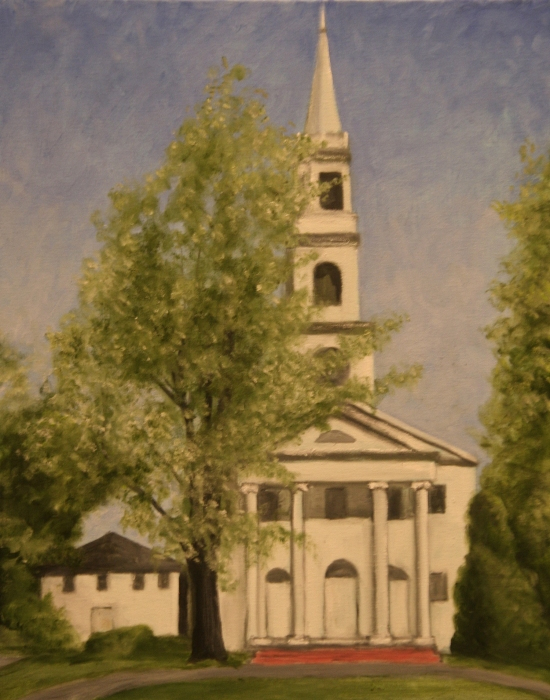 Wesley Vietzke, "Church at Old Lyme 2021", oil, 16x20, $350