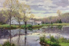 Thomas Adkins, "Spring Lily Pond", oil, 16x20, $2,600