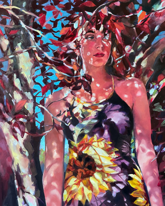 Valerie Albert Weingard, "Kousa Blossom Glow", Oil, $1,850, 18 x 18
