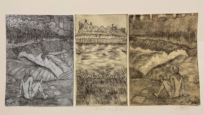 Leslie Erdman, "The River Takes Back", Mixed Media, $750, 10 x 18