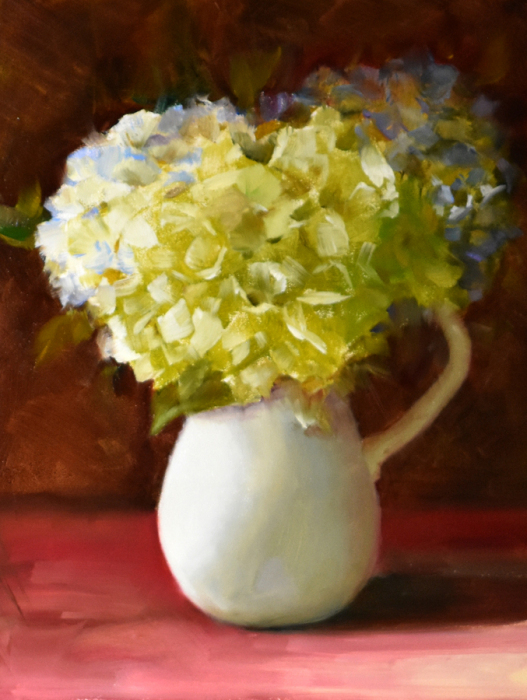 Aida Garrity, "Hydrageas", Oil, $500, 10 x 8