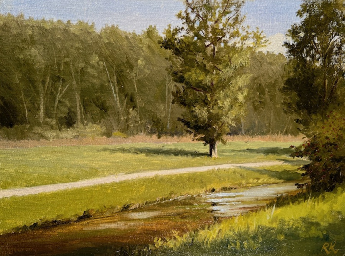Robin Kappy, "Roxbury Park Plein Air", Oil, $1,200, 9 x 12