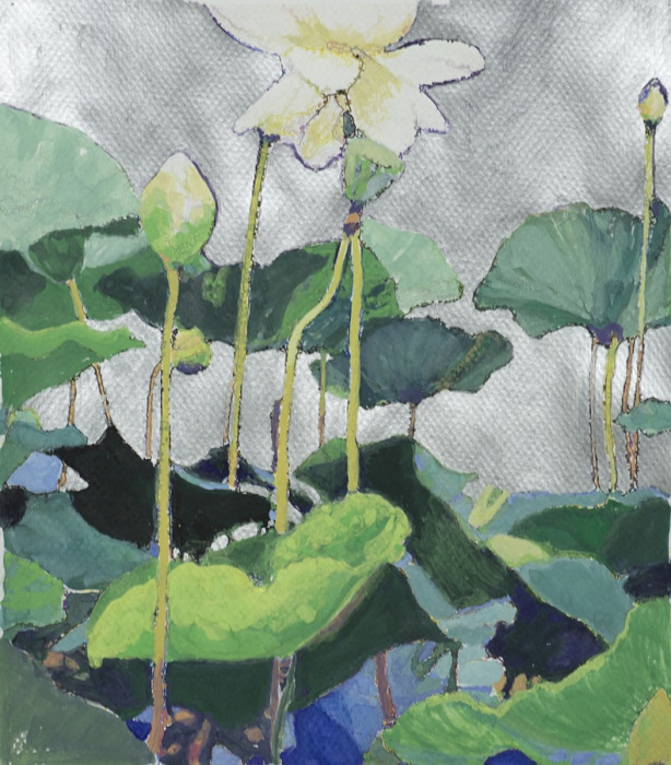 Catherine Kinkade, "Lotus 3: Study in Silver (525.)", Mixed Media, $1,250, 15.5 x 14