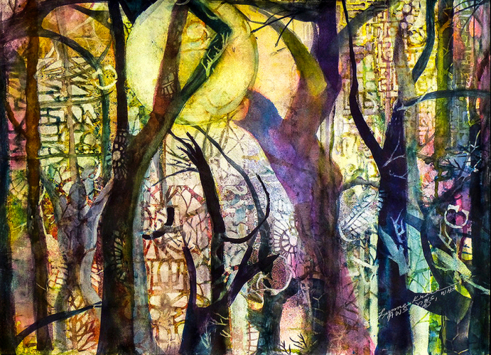 Lynne Kroll, "Tree Whisperers", Watermedia, $1,200, 22 x 30