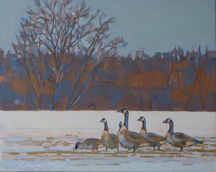 Catherine Kuzma, "Winter Feeding", Oil, $850, 16 x 20
