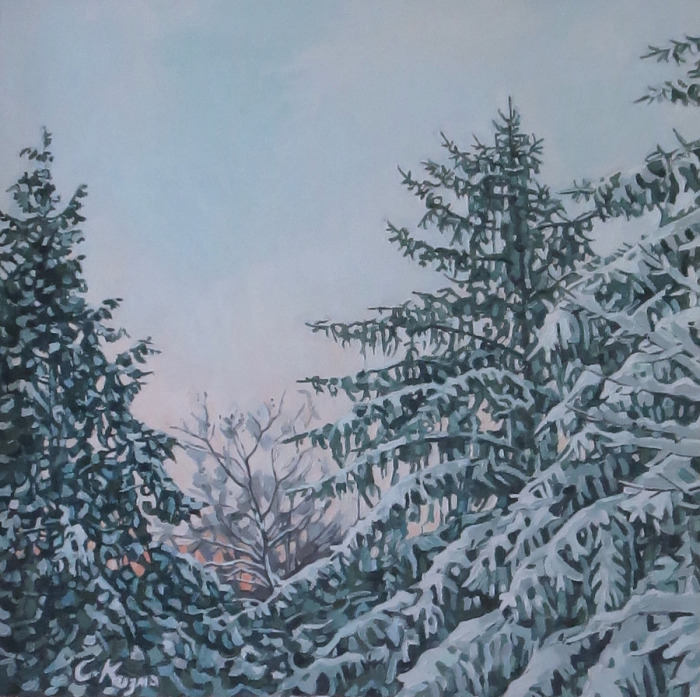 Catherine Kuzma, "Winter Pines", Oil, $2,500, 24 x 24
