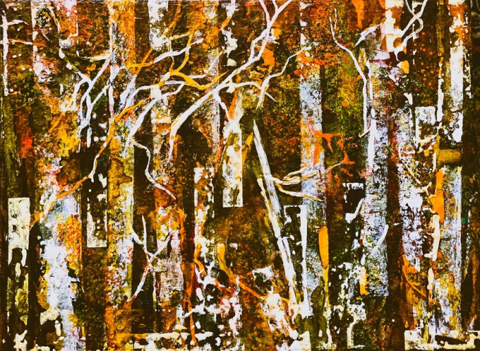 Barbara March, "Autumn Birches", Mixed Media, $700, 12 x 16