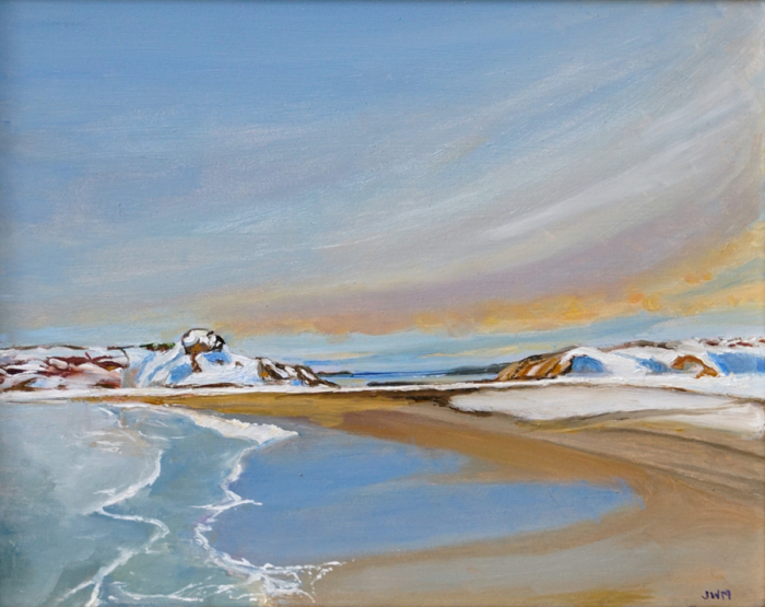 Johanna McKenzie, "Winter Sunset at Warren's Point, Greeting Daylight Savings ", Oil, $1,800, 8 x 10