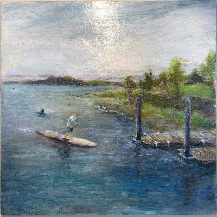 Vivien Romoff, "“Nice Day” Milton Harbor- Rye", Oil, $275, 6 x 6