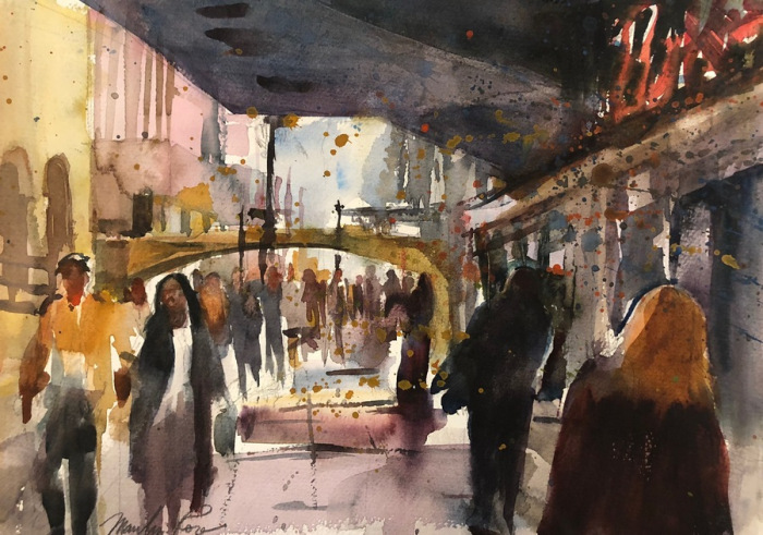 Marilyn Rose, "In A Hurry", Watermedia, $650, 11 x 15