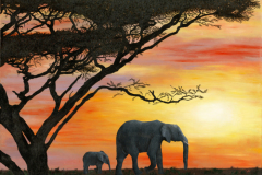 Veronique Fournier-Wynne, "Rendez-vous in Serengeti", Oil, $2,500, 30 x 40