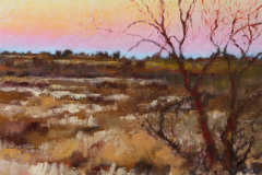 Linda Shepard, "Behind the New Mexican Sunset", Oil, $400, 12 x 12
